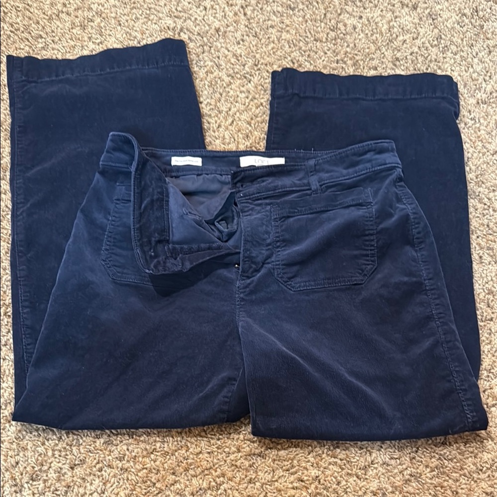 LOFT Navy Corduroy Trousers